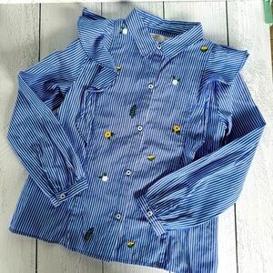 Zara - striped embroidered shirt - size 8